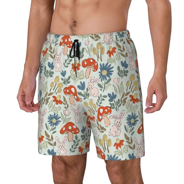 Balery Garden Of Little Bunnies Bañador para hombre, shorts de playa de secado rápido con entrepierna y forro de compresión-Small