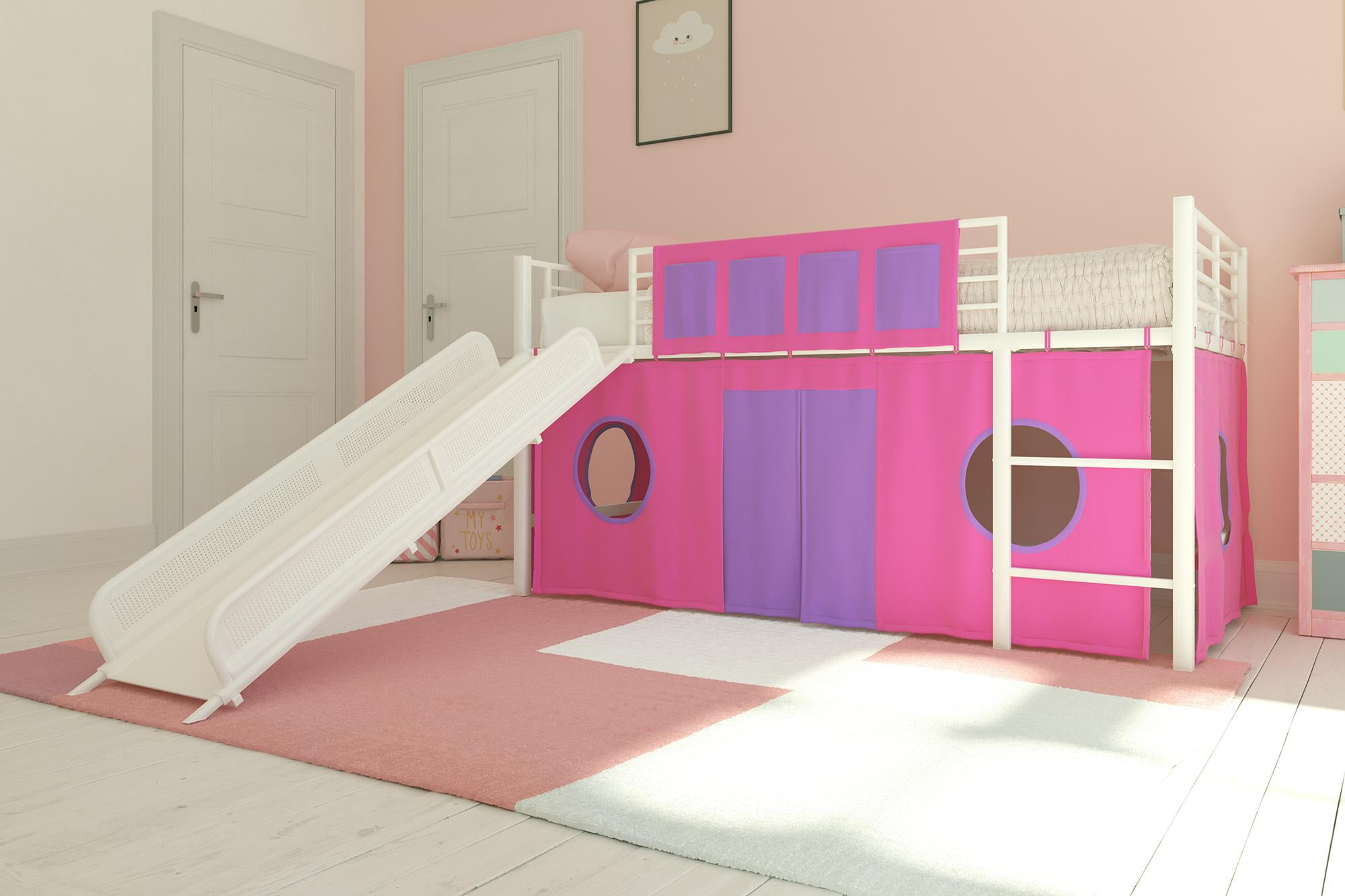 Dhp Junior Twin Metal Loft Bed With, Loft Bed With Slide Instructions