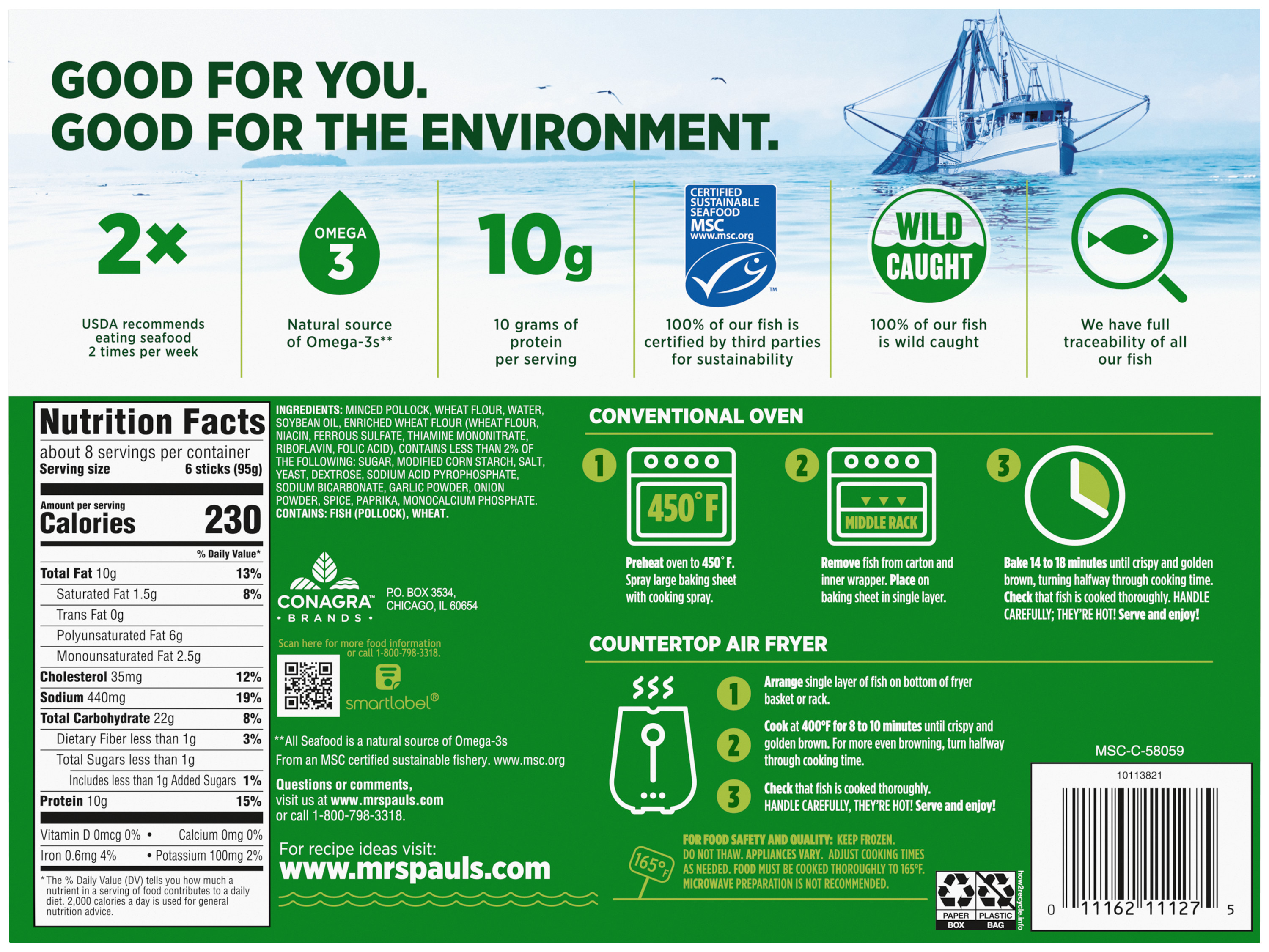 Buy Mrs. Paul's 100 Real Fish Crunchy Breaded Fish Sticks, 44 Ct Online at Lowest Price in