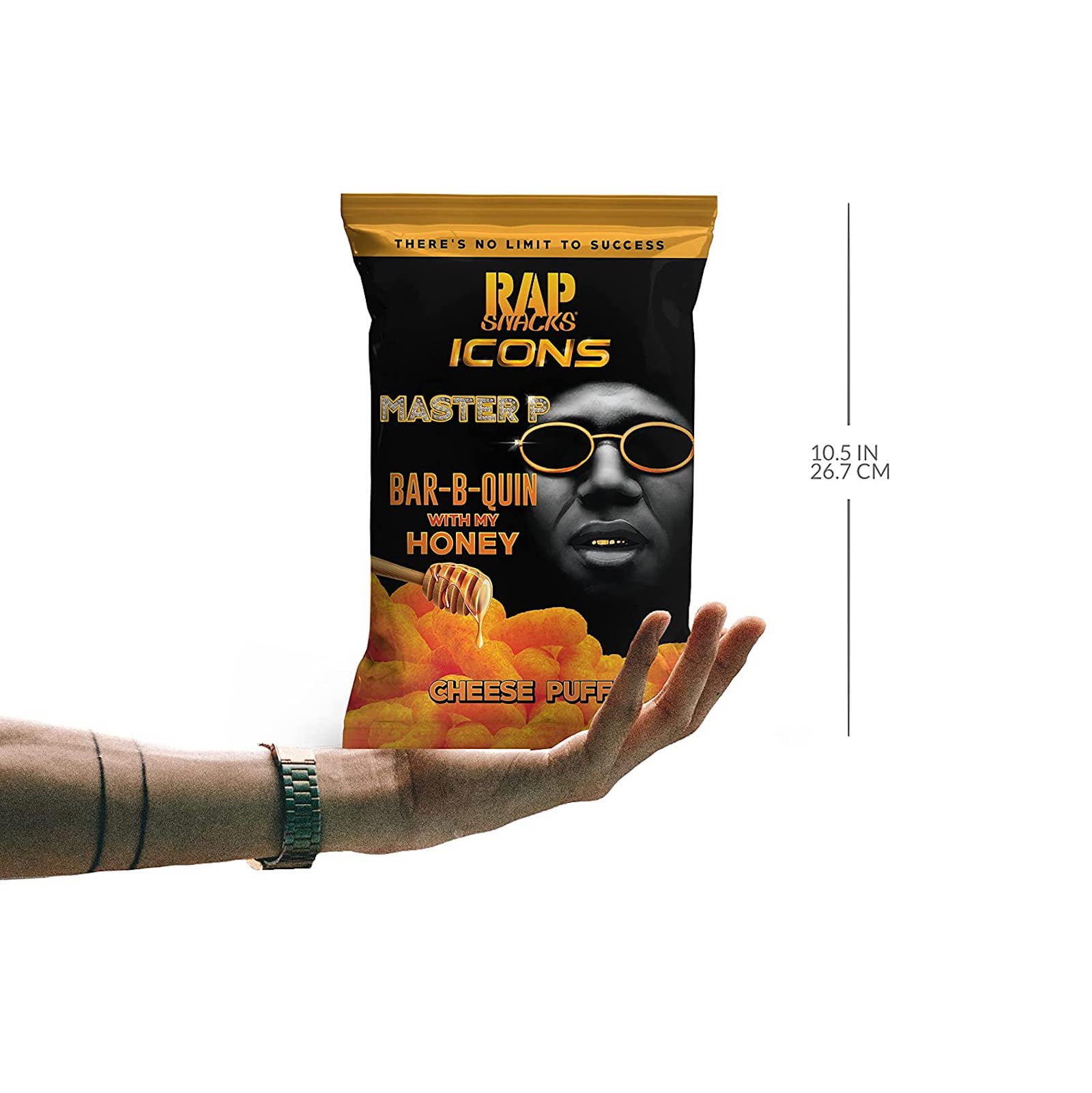 Rap Snacks Master P Bar-B-Quin' with My Honey Cheese Puffs, 2.5 oz Aluminum Bag