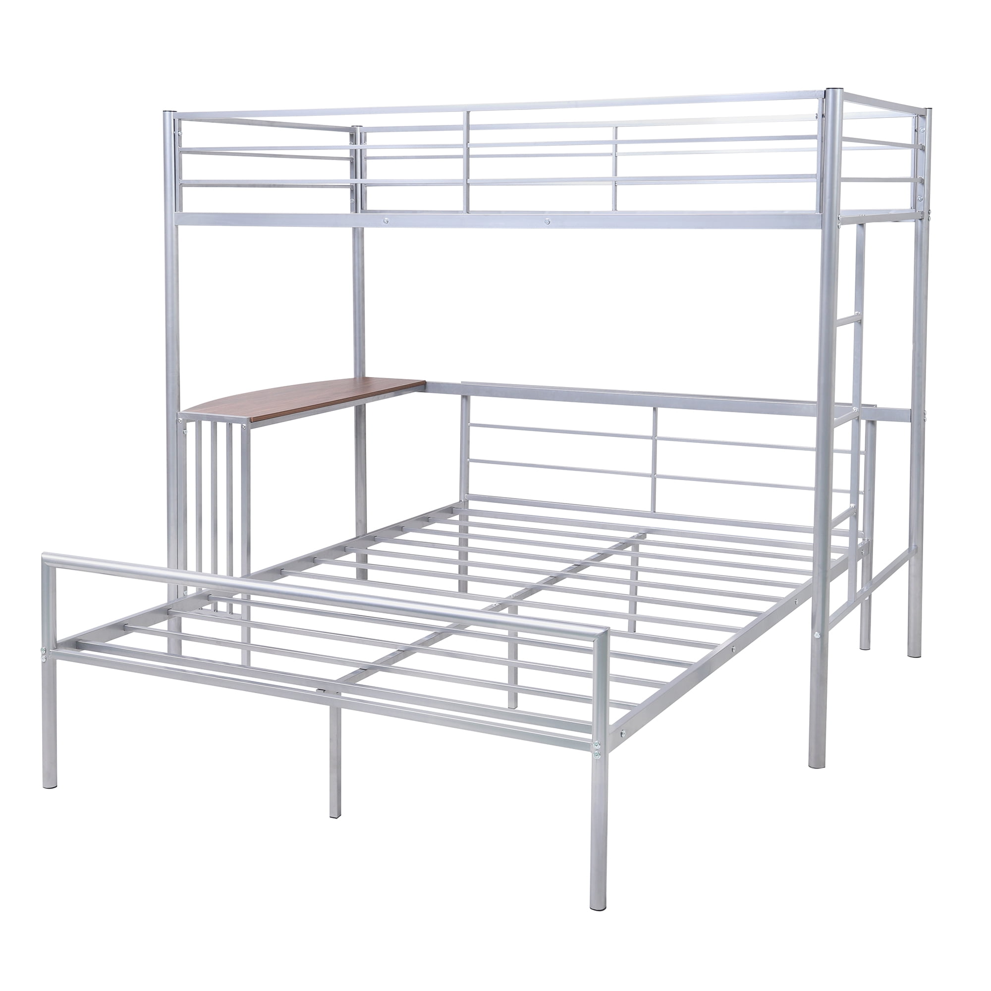 Kepooman Twin Over Full Metal Bunk Bed with Desk & Ladder for Bedroom Dorm, 78"L x 41"W x 65"H, Silver Kepooman Twin Over Full Metal Bunk Bed with Desk & Ladder for Bedroom Dorm, 78"L x 41"W x 65"H, Silver