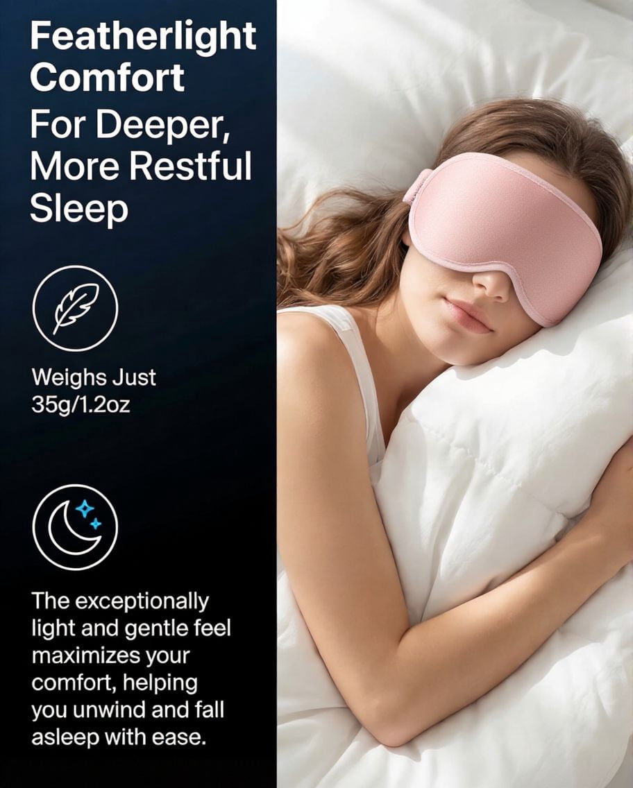 FACEMOON 2 Pack Weighted Sleep Mask – Gentle Pressure 99% Light Blocking | Memory Foam Zero Pressure Comfort for Travel