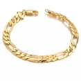 thumbnail image 5 of HOOUN 18K Gold Plating Women Men Bracelet Curb Figaro Chain Fashion Bangle Jewelry New, 5 of 7