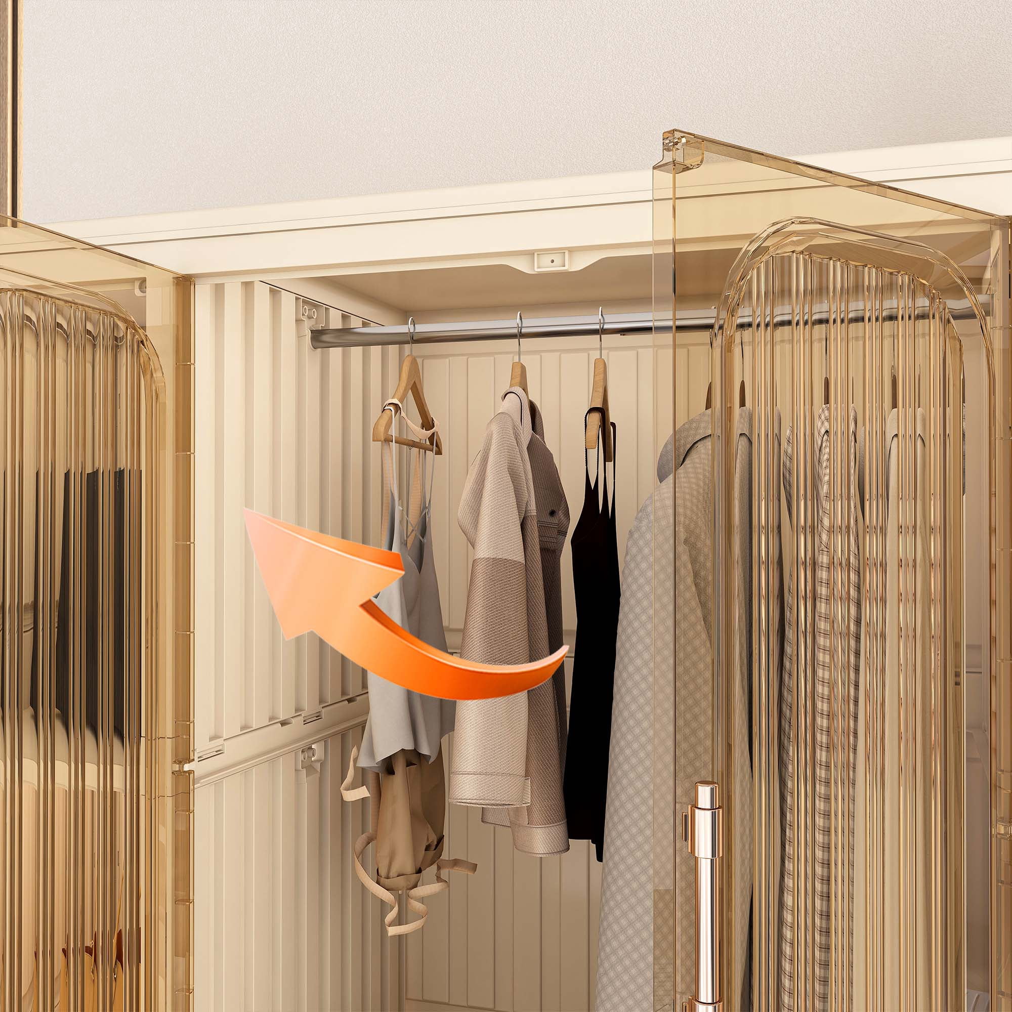 Miniyam 48.03" x 17.72" x 62.2" Includes 6 Hangers – Portable Wardrobe Closet with 12 Magnetic Doors – 12 Cubes, 1 Hanging Rod