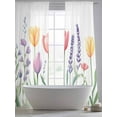 thumbnail image 5 of Spring Flower Sheer Curtains 84 Inch Long 2 Panels, Watercolor Tulip Floral Leaf Botanical Light Filtering Rod Pocket Semi Sheer Curtains, Sheer Voile Drapes for Living Room Bedroom, 52"x84", 5 of 5