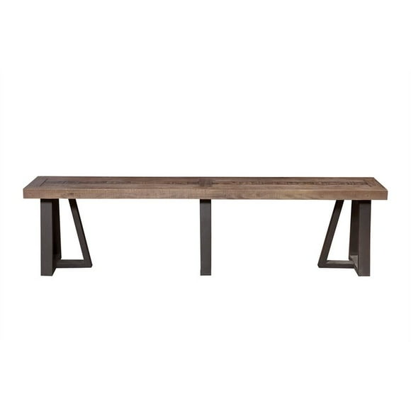 Alpine Furniture Prairie Wood Dining Bench with Rustic Elegance, Natural-Black (Set of 1)