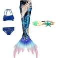 thumbnail image 1 of 4PCS Mermaid Tails for Swimming for Girls Kids Mermaid Swimsuit Costume Princess Bikini Set Bathing Suits_Special Gift, 1 of 5