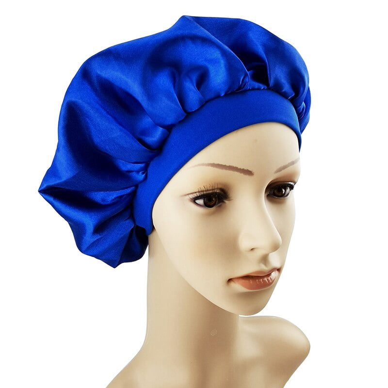 Patty 30cm Width Women's Satin Hair Bonnet for Sleeping Silk Hair Wrap Lili and Bathing Cap Nightcap for Women Men Unisex Cap Bonnet, Size: One size, Blue