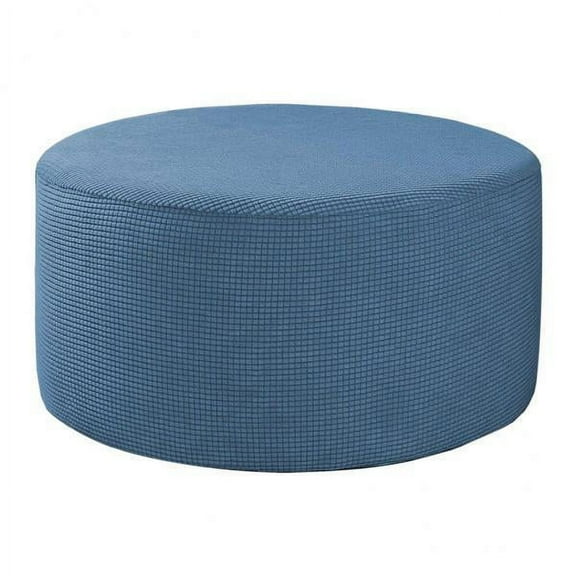 2X Round Ottoman Slipcover Footstool Footrest Cover Living Room Stool Blue