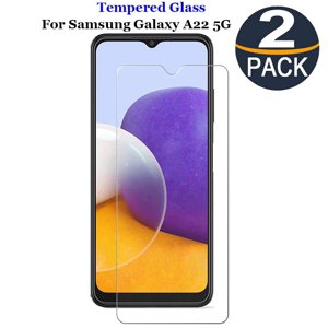 PST [2 Packs] Samsung Galaxy A22 5G (6.6") Protecteur d'écran, Protector d' écran en verre trempé avec le boîtier & Sans bulles