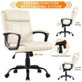 thumbnail image 4 of JONPONY Big and Tall Office Chair 300LBS Wide Seat Ergonomic Computer Desk Chair High Back Executive Leather Chair Adjustable Task Chair Lumbar Back Support 9 Hours Heavy Duty Design,White, 4 of 11