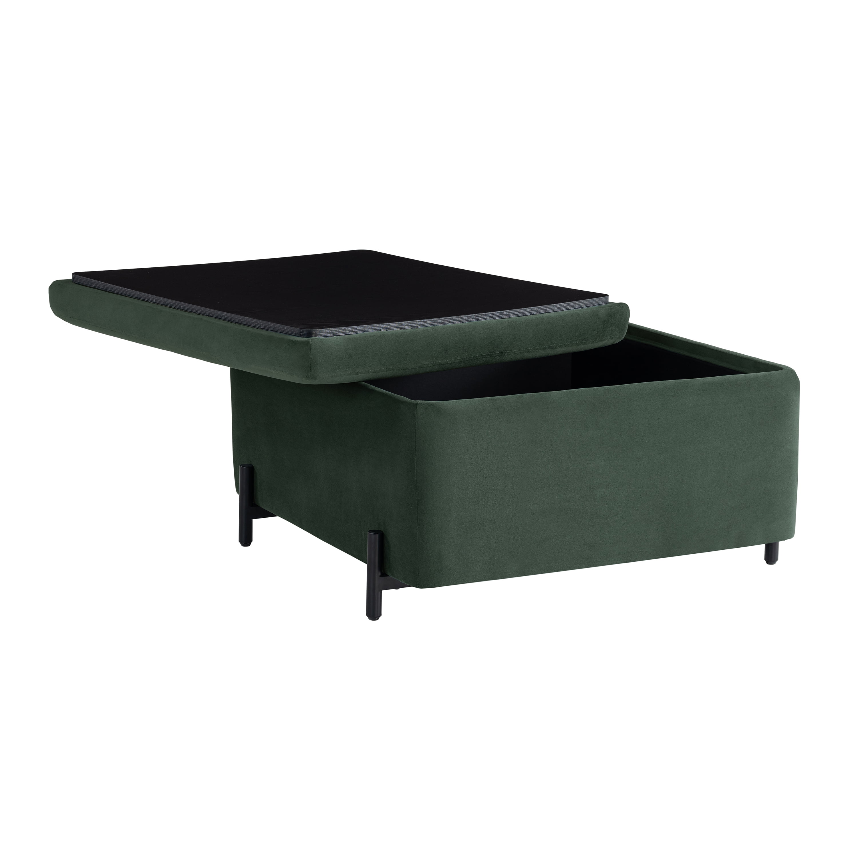 Studio Living Kingston Modern Large Storage Ottoman, Green Velvet Fabric