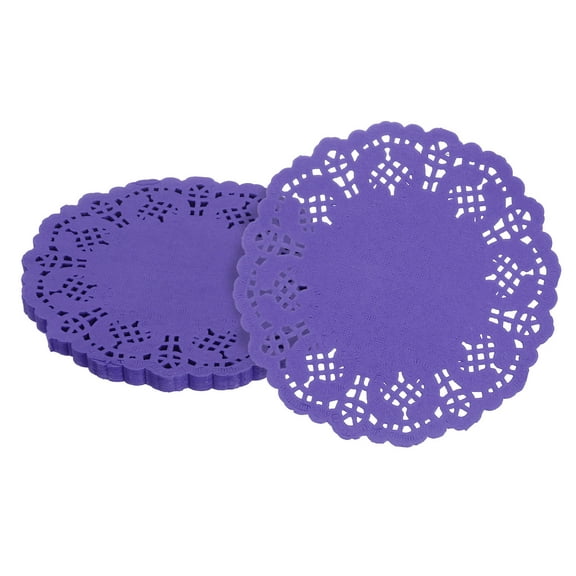 100pcs Paper Doilies, 4.5 Inch Lace Paper Doilies, Disposable Paper Placemats Purple