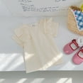 thumbnail image 4 of Nmmacb Kids Girls T-Shirt Summer Solid Color Tee Short Sleeve Top Short Sleeve Ruffle Sleeve Tee Size 1-9Y, 4 of 9