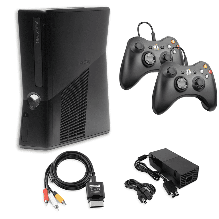 Restored Xbox 360 S 250GB Game Console Black with 2 Retrofam Black 