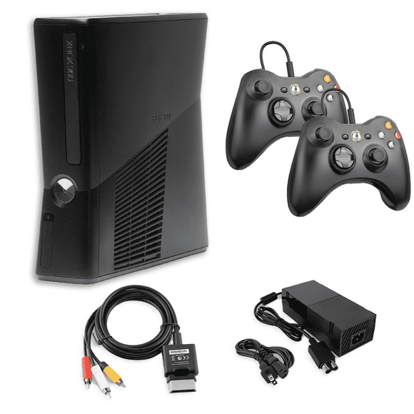 Microsoft - Xbox 360 4GB S with Two Black Controllers - Black (Refurbished)