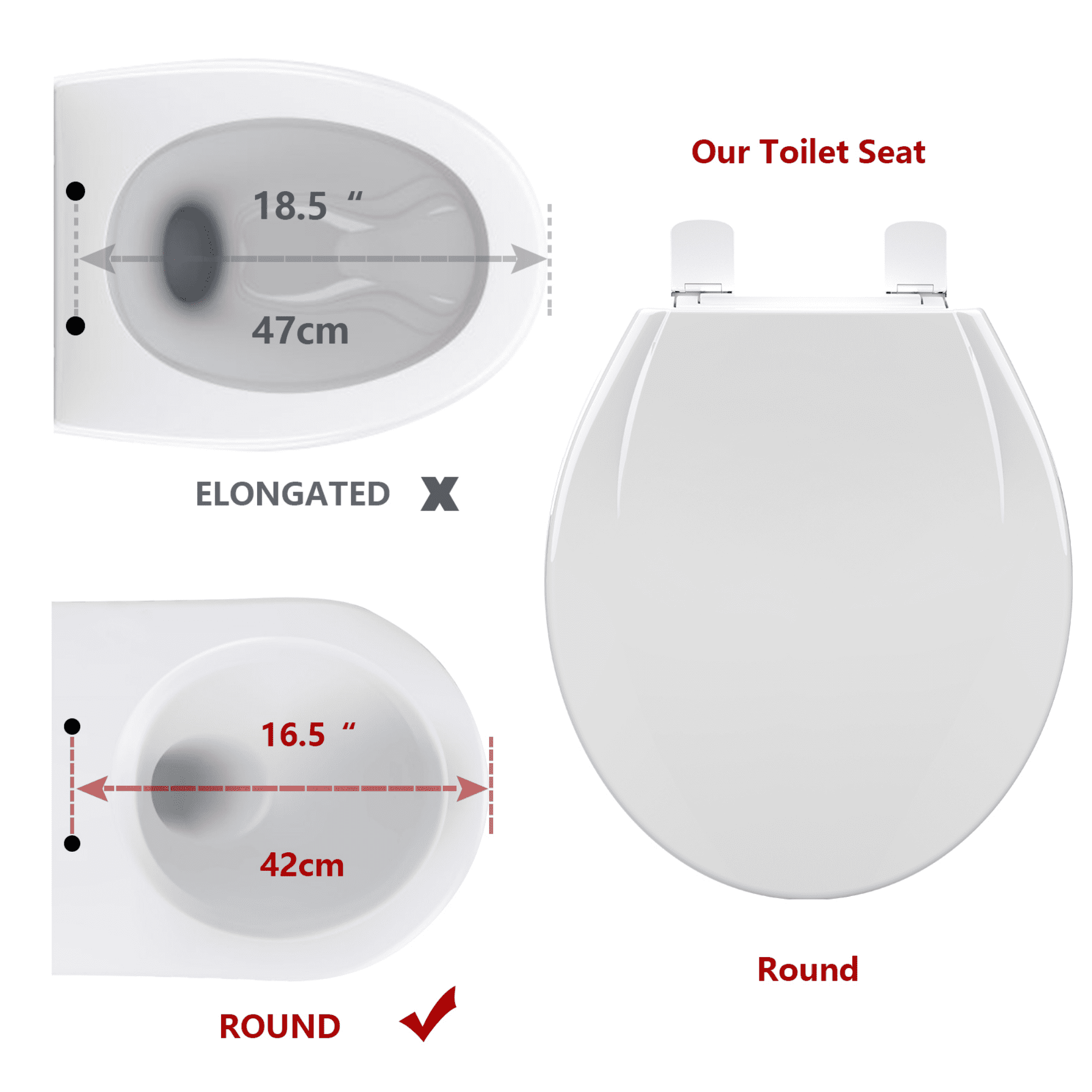 Heavy Duty Elongated Toilet Seat, Soft Close White Toilet Lid with Quick Release for Easy Cleaning, No-Slip & No-Wiggle, 660 LBS Capacity, Universal Fit
