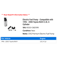 thumbnail image 2 of Electric Fuel Pump - Compatible with 1996 - 2000 Toyota RAV4 2.0L 4-Cylinder 1997 1998 1999, 2 of 2