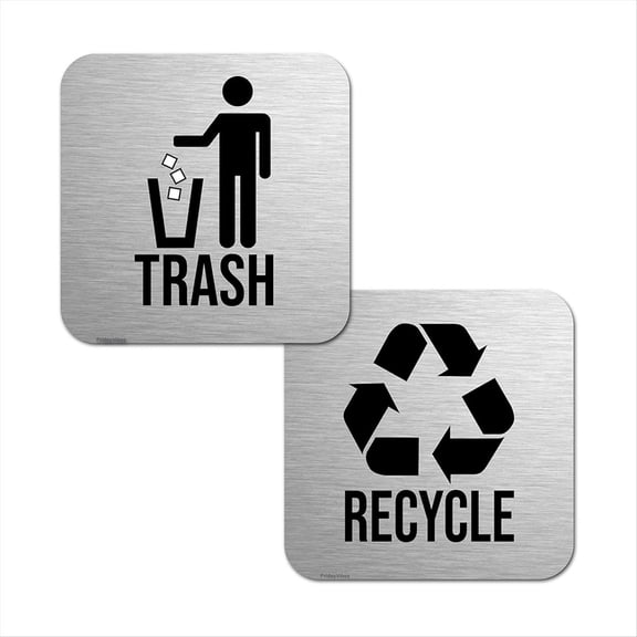2 x Trash bin recycling sticker-Silver