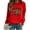 Red, variant on LEAVINGSUO Blouses for Women 2023 Womens Plus Size $5 Fashion Women Round Neck Long Sleeve T-Shirt Printing Sweatshirt Blouse Tops Black M