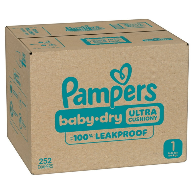 Free Shipping! Pampers Baby Dry Diapers Size 1 252 Count Leakproof