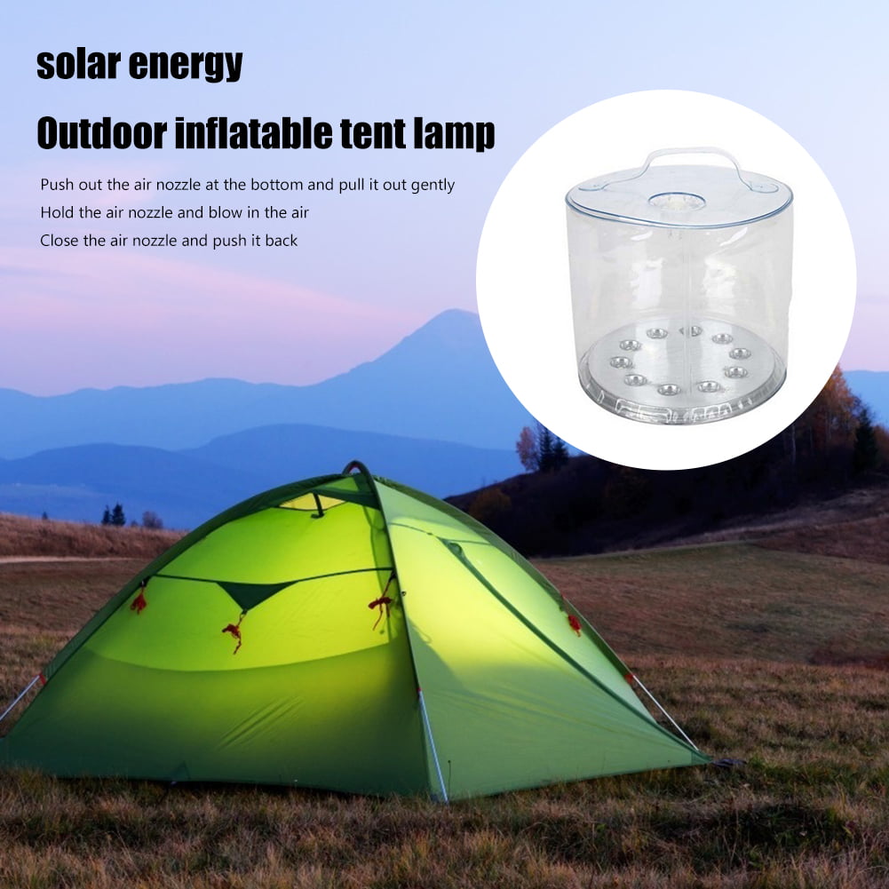 Inflatable Solar Powered Lantern Outdoor Hiking Light Portable Camp Tent Lamp 