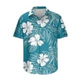 thumbnail image 3 of BiZtdJrK Mens Lightweight Button Down Shirts Big and Tall Lapel Short Sleeve Casual Summer Shirts Tropical Floral Hawaiian Vacation Tops Blue XXL, 3 of 5