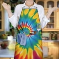 thumbnail image 6 of Rainbow Tie Dye Mandala Pattern Apron-Garden Aprons for Women with Pockets-Cotton Linen Waterproof Kitchen Cooking Gardening Aprons Adjustable for Kitchen,Cooking,BBQ and Salon 33x27 Inch, 6 of 7