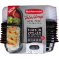 thumbnail image 1 of Rubbermaid TakeAlongs Divided Meal Prep Food Storage Containers with Lids, 887mL 10 Pack (20 Pieces) – BPA Free, Stackable, Freezer, Dishwasher & Microwave Safe – Perfect for Packing Lunch (Black), 1 of 2
