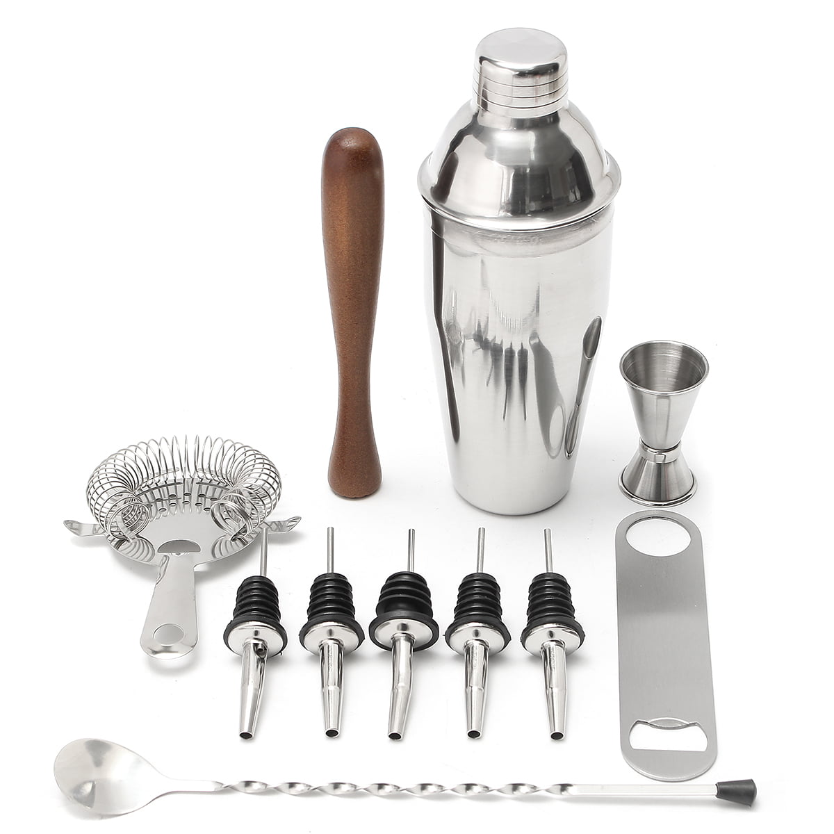11-Piece Cocktail Shaker Set Duerer Bartender Kit with Stand Strainer Bar Tools: Martini Shaker and More Jigger Bar Tool Set Perfect Drink Mixing Mixer Spoon Best Bartender Kit for Beginners