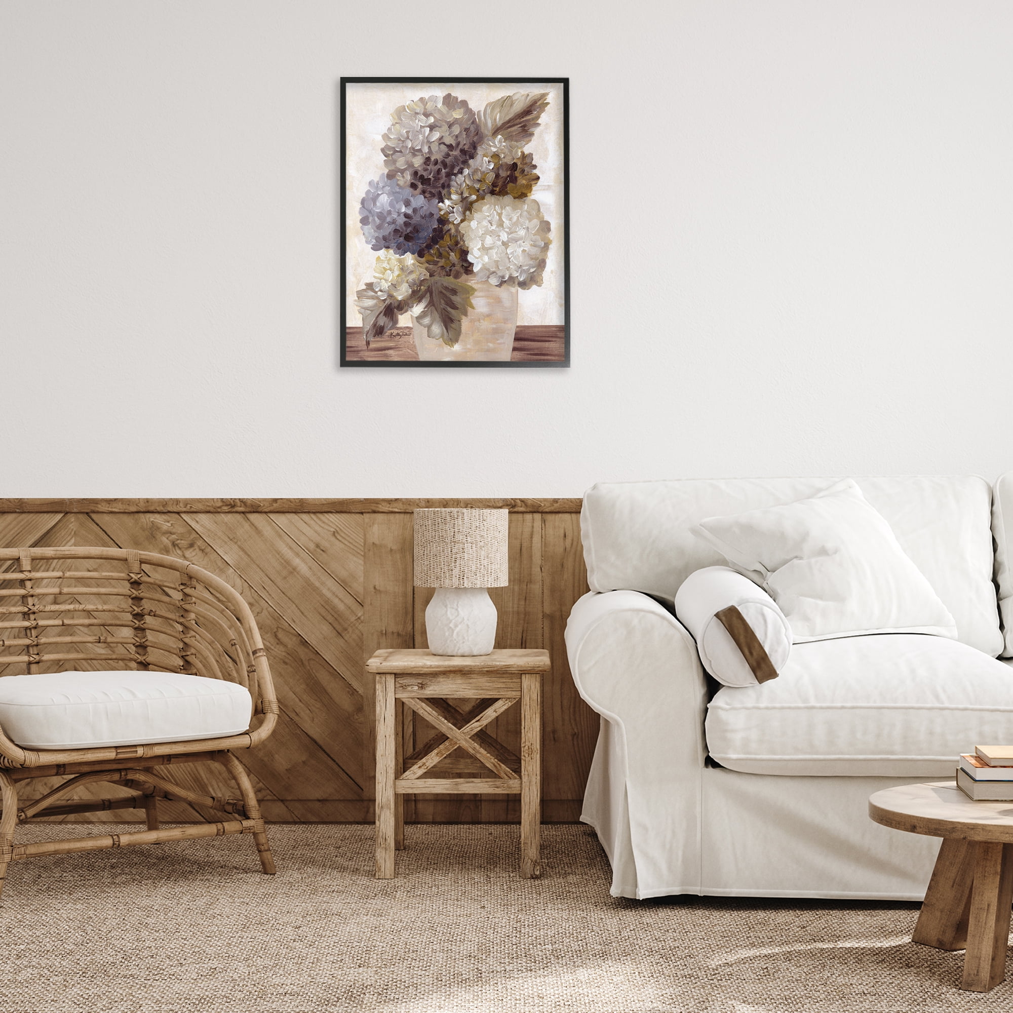 Stupell Industries Full Hydrangea Blooms Botanical & Floral Painting Black Framed Art Print Wall Art, 24 x 30