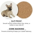 thumbnail image 6 of 4 pcs SKYSONIC Round Drink Coasters French Bulldog Fawn Color on White Absorbent Ceramic Coaster with Cork Base for Coffee Cups for Home Decor, 6 of 6