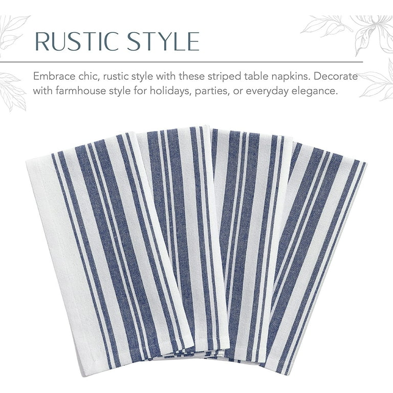 Farmhouse Living Homestead Stripe 20 in. x 20 in. Blue/White Napkins (4-Pack) Farmhouse Living Homestead Stripe 20 in. x 20 in. Blue/White Napkins (4-Pack)