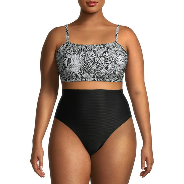Time and Women's and Women's Plus Size Snakeskin Swimsuit Top - Walmart.com