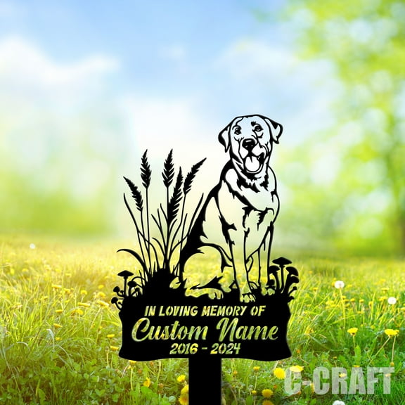 C-CRAFT Custom Golden Labrador Retriever Memorial Metal Yard Stake Weather Resistant Decor