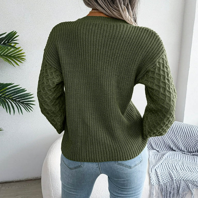 Women's Ribbed Knit Sweater Long Sleeve Crewneck Fall Winter Sweaters  Casual Loose Soft Pullover Knitwear Tops Ladies Clothes