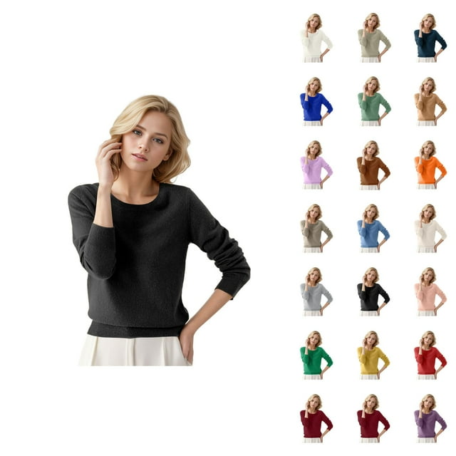 Pulls pour Femmes 2026 Mode Automne Hiver Manches Longues Col Rond Doux Tricoté Uni