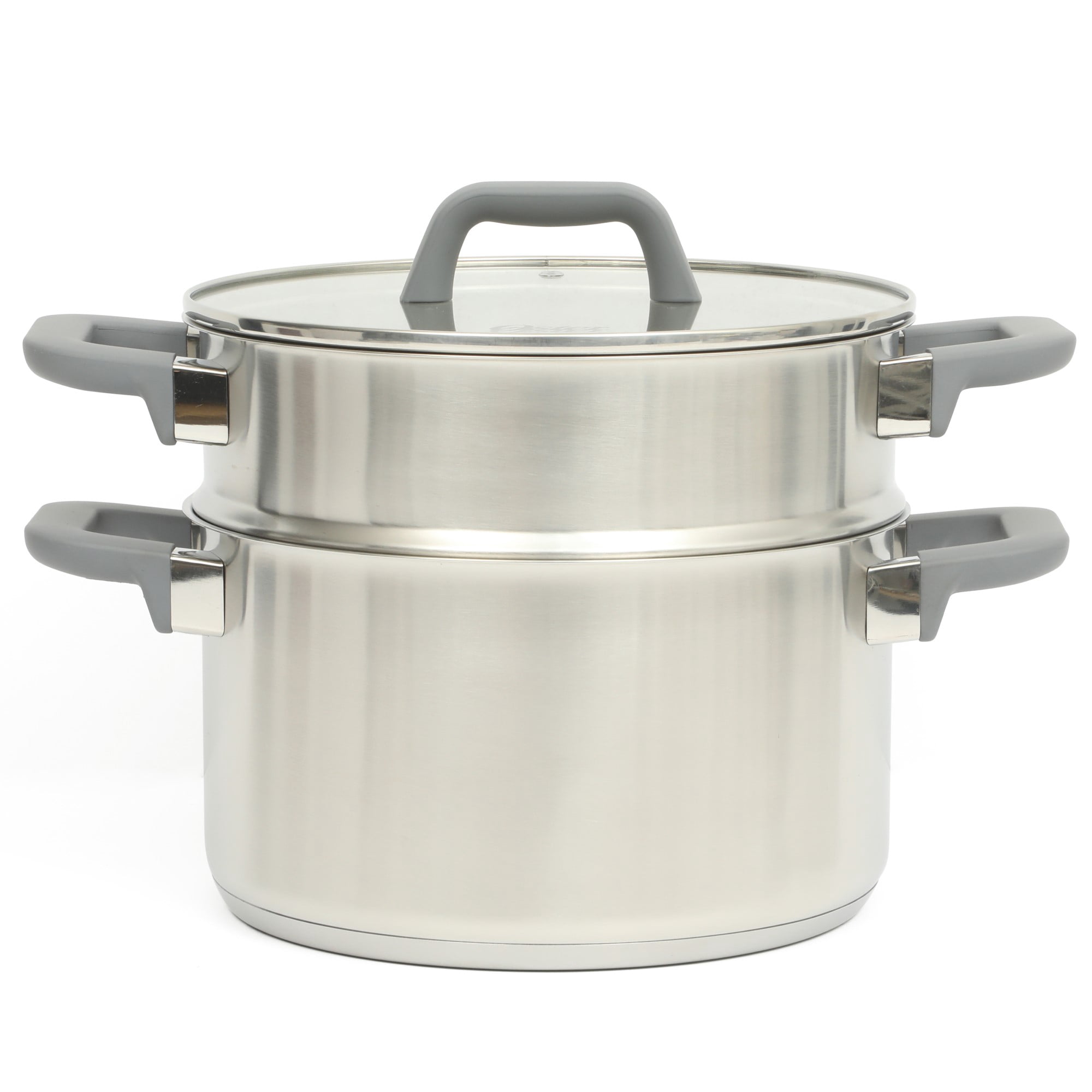 Oster Beauford 9 Piece Stainless Steel Non-Toxic Pots and Pans Cookware Set W/ Tri-Ply Encapsulated Bottom & Soft Touch Handles