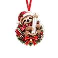 thumbnail image 2 of Christmas Cash Gift Holder Ornament with 2D Acrylic Sloth Design, Single Piece, Red and Green, for Christmas Tree, 2 of 6