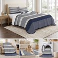 thumbnail image 6 of Quilts Full Size Bedding Set, Navy Blue Stripe Lightweight Quilted Comforter, Modern Minimalist Geomertic Striped Beige Soft Reversible Bedspread Coverlet with Pillow Covers for All Season, 78" x 90", 6 of 9