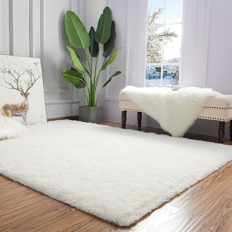 TWINNIS Luxury Fluffy Rugs Ultra Soft Shag Rug Carpet for Bedroom Living  Room,Kids Room, Nursery,4x5.3 Feet,Gray 