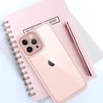 thumbnail image 6 of for iPhone 13 Pro Max Case Sparkly Diamond Crystal Metal Bling Camera Lens Cover Back Clear & Matte Bumper Silicone Shockproof Protective Case + Screen Protector for Girls and Women -Pink, 6 of 6