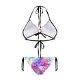 thumbnail image 2 of Uourmeti Women's Halter Neck Triangle Bikini Set - Cosmic Swirl Watercolor Print, Tie Side Bottoms for Beach & Pool Vacation, 2 of 9