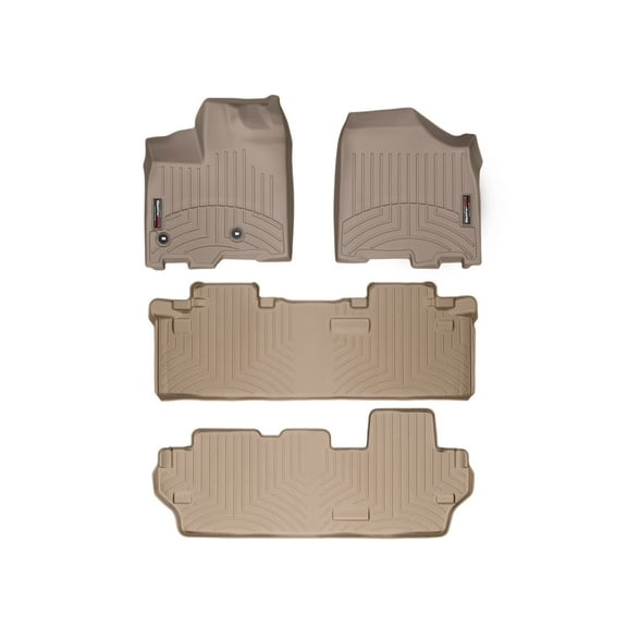 WeatherTech Custom Fit FloorLiners compatible with 2013-2020 Toyota Sienna - Complete Set (1st, 2nd, & 3rd Row), Tan