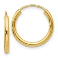thumbnail image 2 of 14k Solid Gold 2mm Thick Plain Hoop Earrings, 9/16 Inches, 2 of 4