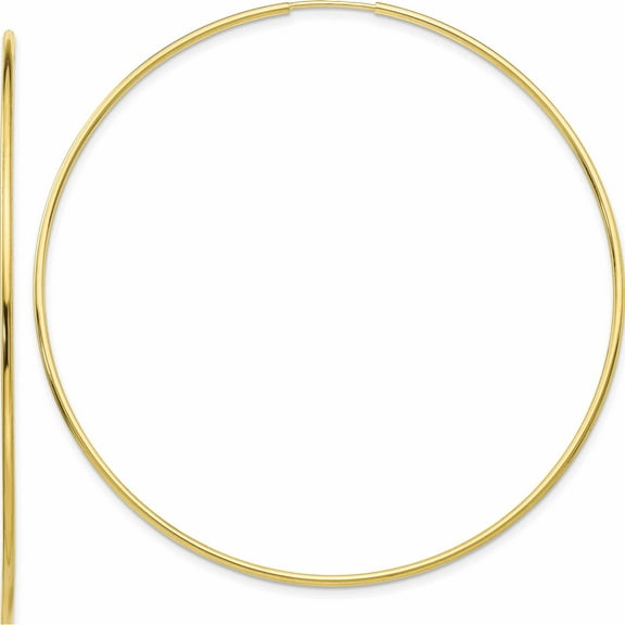 10K Yellow Gold Polished Endless Tube Hoop Earrings (65 X 65) Made In Peru 10t971