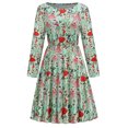thumbnail image 2 of Vestido de manga larga con cuello redondo y estampado navideño para mujer a la moda Fridja  nbo2312, 2 of 4