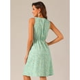 thumbnail image 4 of DARING DIVA Floral Sleeveless Drawstring Waist A-Line Dress M Light Green, 4 of 6