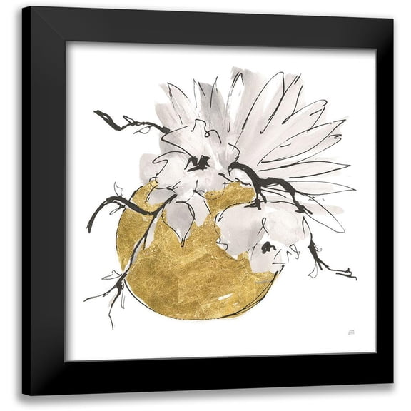 Paschke, Chris 12x12 Black Modern Framed Museum Art Print Titled - Delicate Gilded Vase I