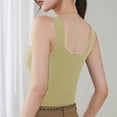 thumbnail image 6 of Workout Tops for Women Solid Color Chest Vest Suspender Wide Shoulder Strap Base Cup Bra Underwear Long Top Anti Glazing Sleeveless Vest, 6 of 6